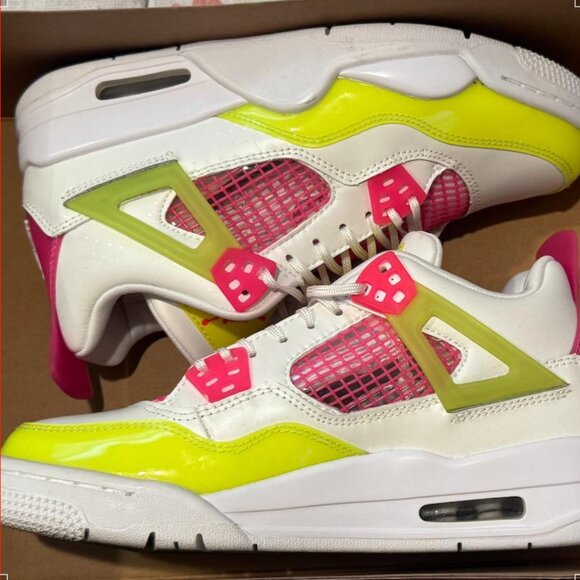 nike jordan 4 retro white lemon pink (GS), men's size 5 and women's size 6.5 - Picture 1 of 6